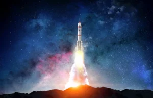 rocket launching into space