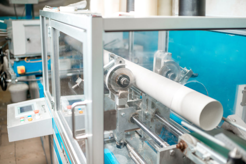 Production line of the machine which makes paper tube packaging