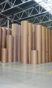 concrete piling tubes in a warehouse
