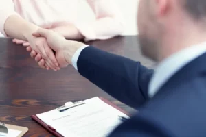 person getting a job after passing interview