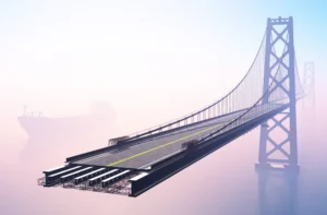 Graphic of an unfinished bridge in construction