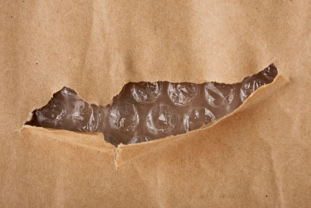 cardboard and plastic bubble wrap