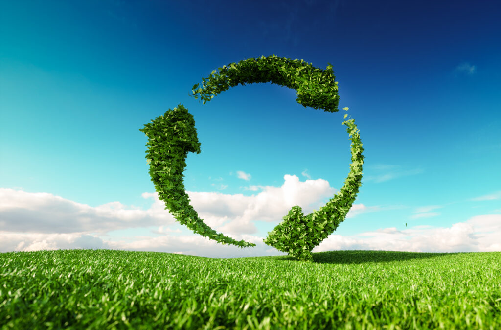 Green Recycling Blue Skies with Green Grass