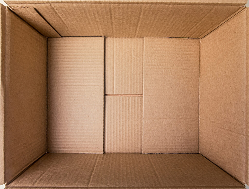 Inside of a cardboard box