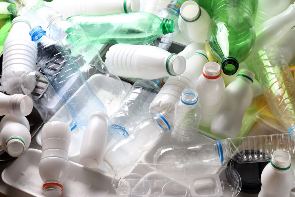 Pile of used plastic bottles